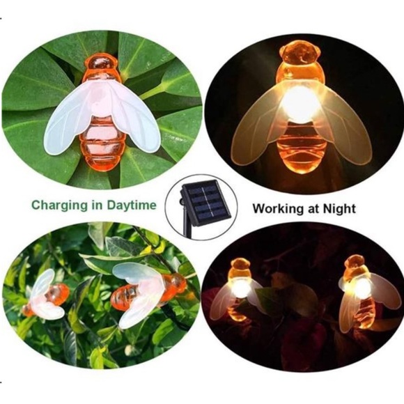 Solar String Lights 20LED Outdoor Waterproof Simulation Honey Bees Decor - Picture 3 of 7